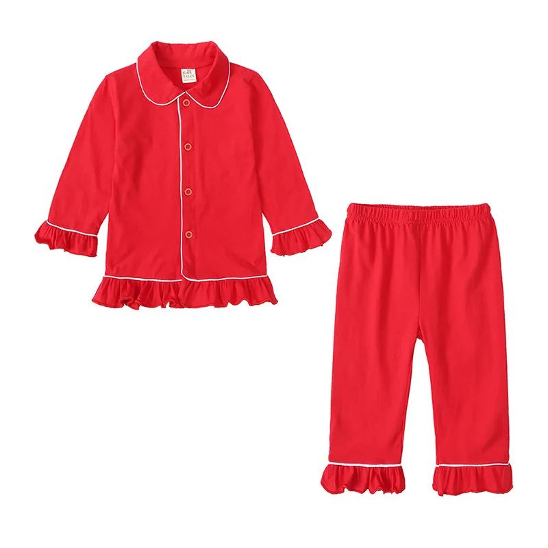 New Matching Girls and Boys Christmas Pyjamas Red Cotton Pajamas Sets for Kids Baby Enfent Sleepwear Family Childrens PJS