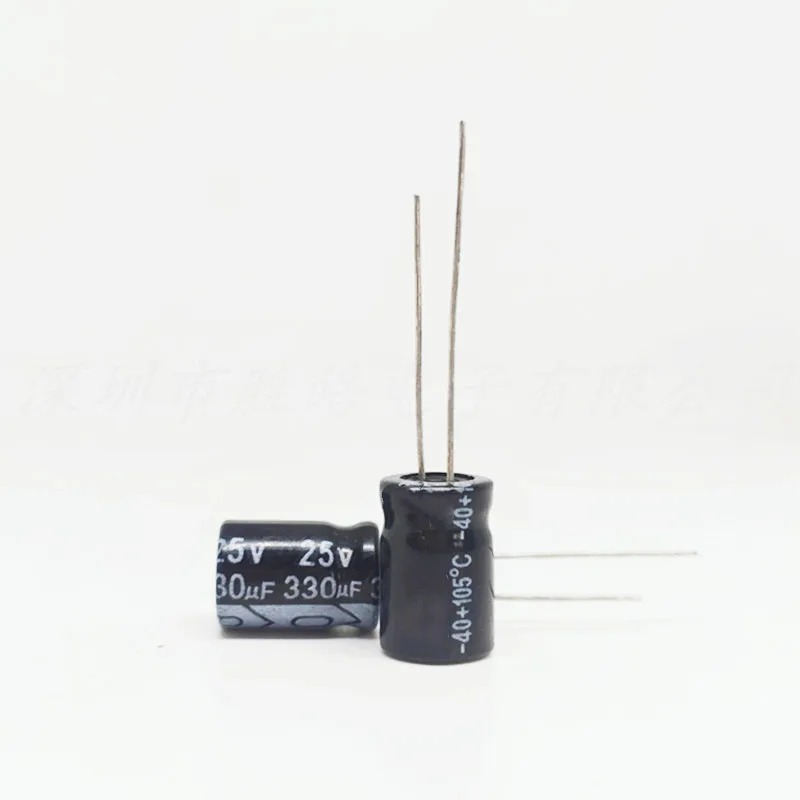 （50PCS）  25V330UF   Volume：8*12mm   25V330UF  Aluminum Electrolytic Capacitor  High Quality 50pcs 25v330uf 8 12mm 330uf 25v 8 12 aluminum electrolytic capacitor size：8x12（mm）