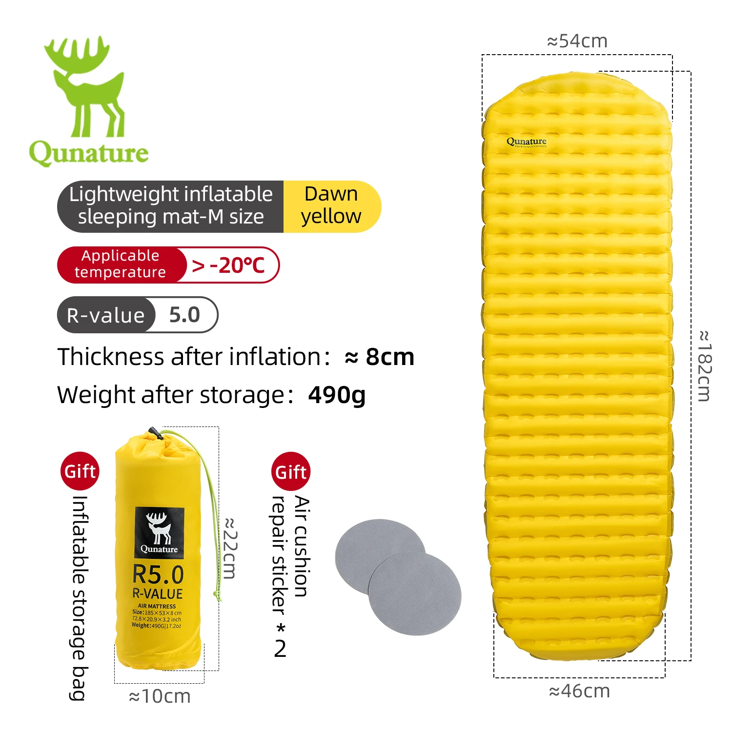 thumbnail image 1 of Qunature-colchón inflable para acampar al aire libre, colchoneta para dormir ultraligera para senderismo, impermeable, colchón para dormir plegable, 1 of 4