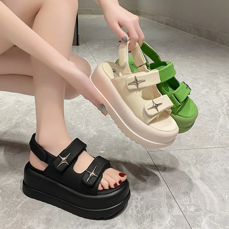 

Summer Women 7.5cm Women Leisure Chunky Platform Sandals Casual Sandals Adult Casual Beach Shoes Female Jelly Shoes Szie 35-40