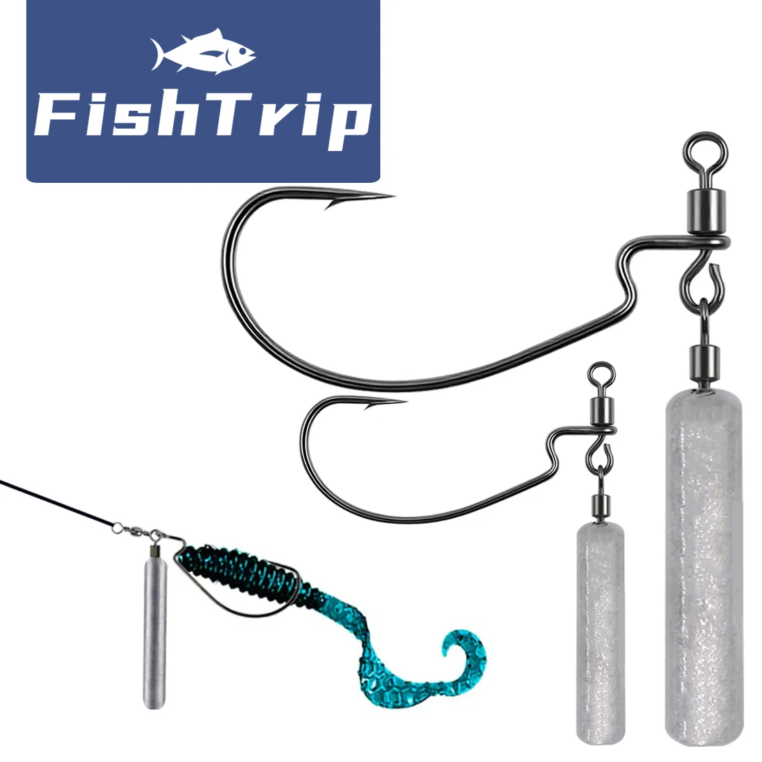 5 têtes plombées Jig avec hameçons EWG pour leurres souples - montage weedless pour basse