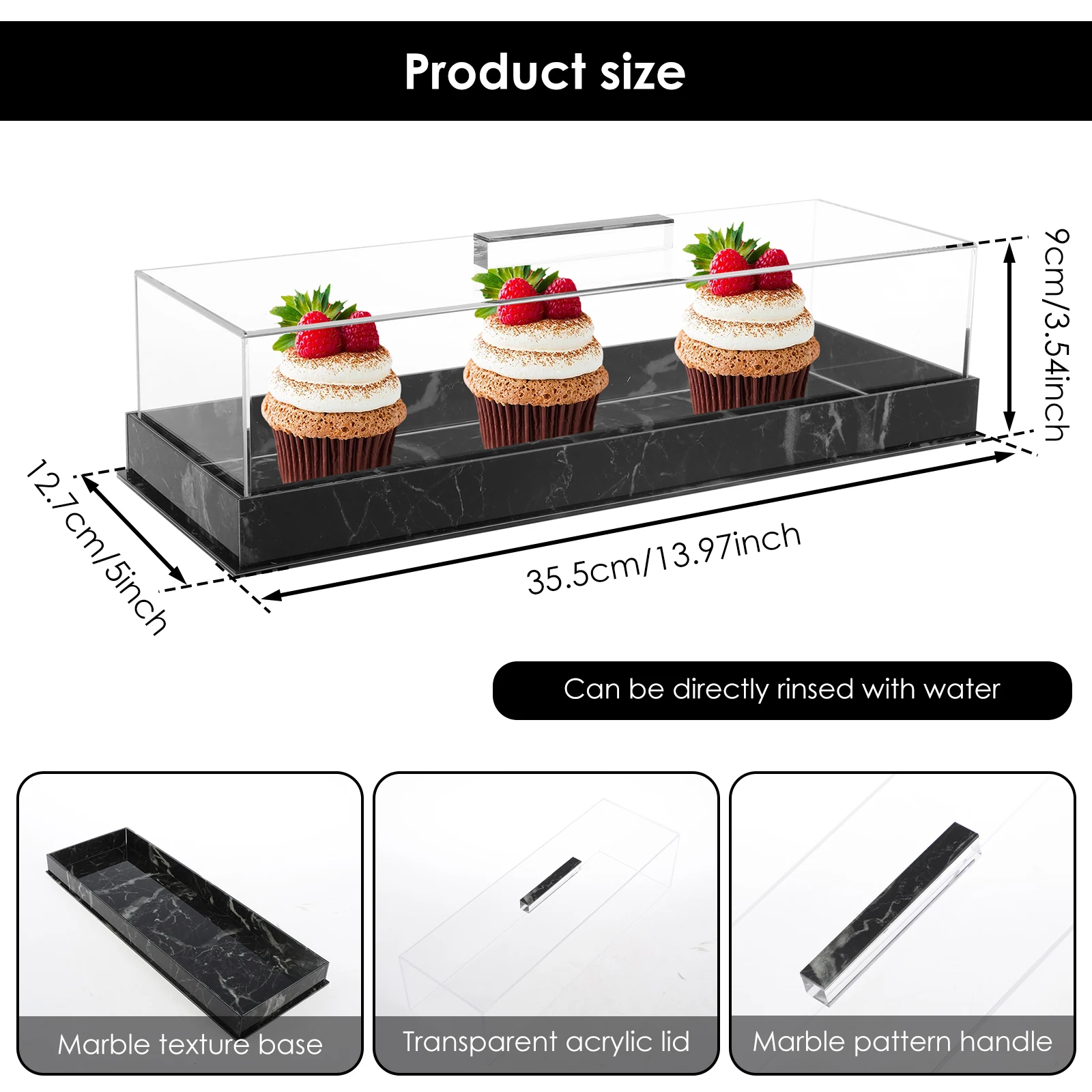 Rectangular Cake Packaging Box with Lid Acrylic Gift Box Wedding Birthday Party Muffin Cake Dessert Container Cake Stand Tray
