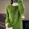 100% Merino Cashmere Sweater Women's Cashmere Cardigan sweater loose solid color autumn and winter comfort top 3