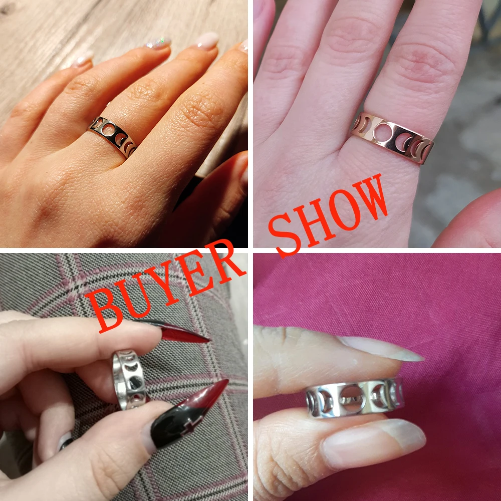Teamer Moon Ring Women Full Crescent Moon Stainless Steel Finger Rings Vintage Wedding Band Astronomy Golden Jewelry Gift gold color rings stainless steel ring finger ring gold color ring wedding rings wedding ring