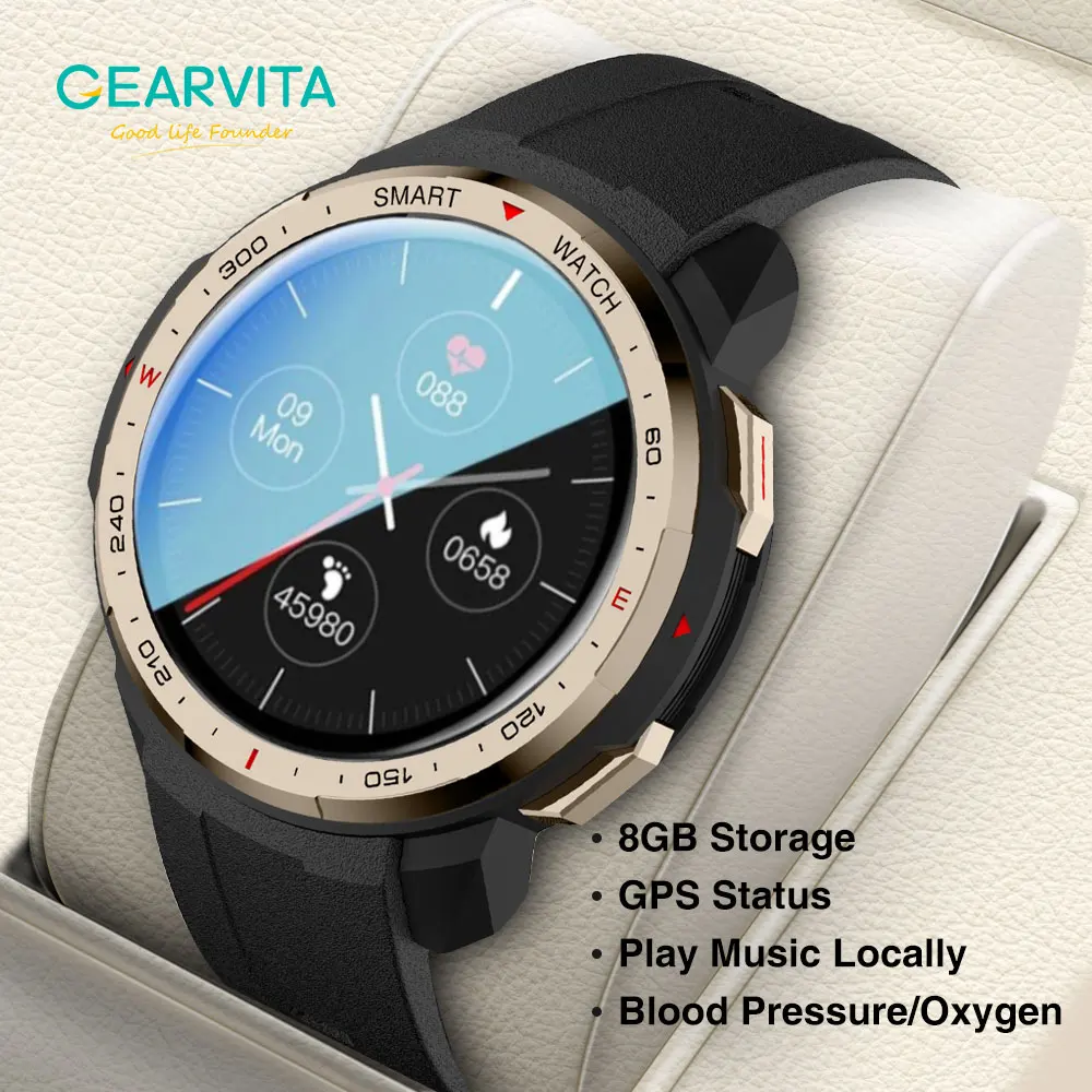 8G Memory GPS Status Smart Watch Wrist Recorder Music Bluetooth Call Blood Pressure/Oxygen Men For Huawei Xiaomi Smartwatch |