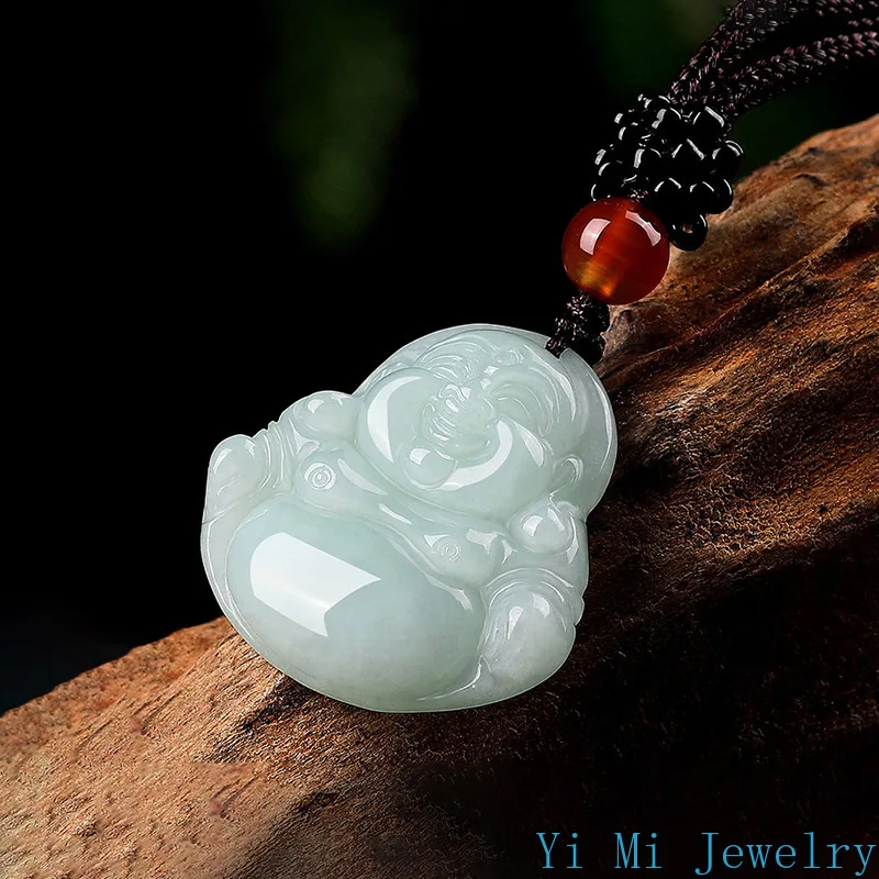 Natural Myanmar A-grade Jade Pendant Avalokitesvara Buddha Statue Pendant Jewelry Men's and Women's Jade