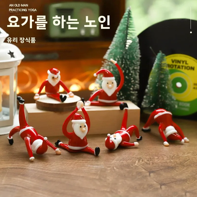 창의적인 산타클로스 요가 유리 장식품 침실 컴퓨터 자동차 장식 미국 스타일 수제 예술품 홈 데코