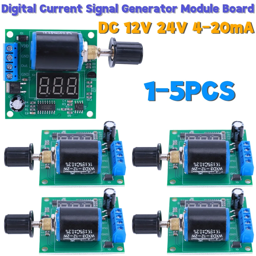 DC 12V 24V 4-20mA Digital Current Signal Generator Module Board 3-Digit Display Current Signal Generator Source