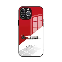 Ayrton Senna F1 Themed Glass & Silicone Phone Case - iPhone 13 Pro Max (PBL - 249hkx382a1)