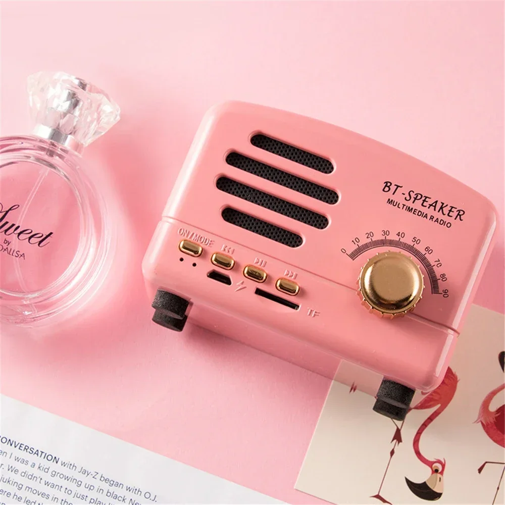 Mini Retro bluetooth speaker 1200mAh Support TF card 5W Radio Computer Speaker Portable Audio Wireless Cute Classic 4