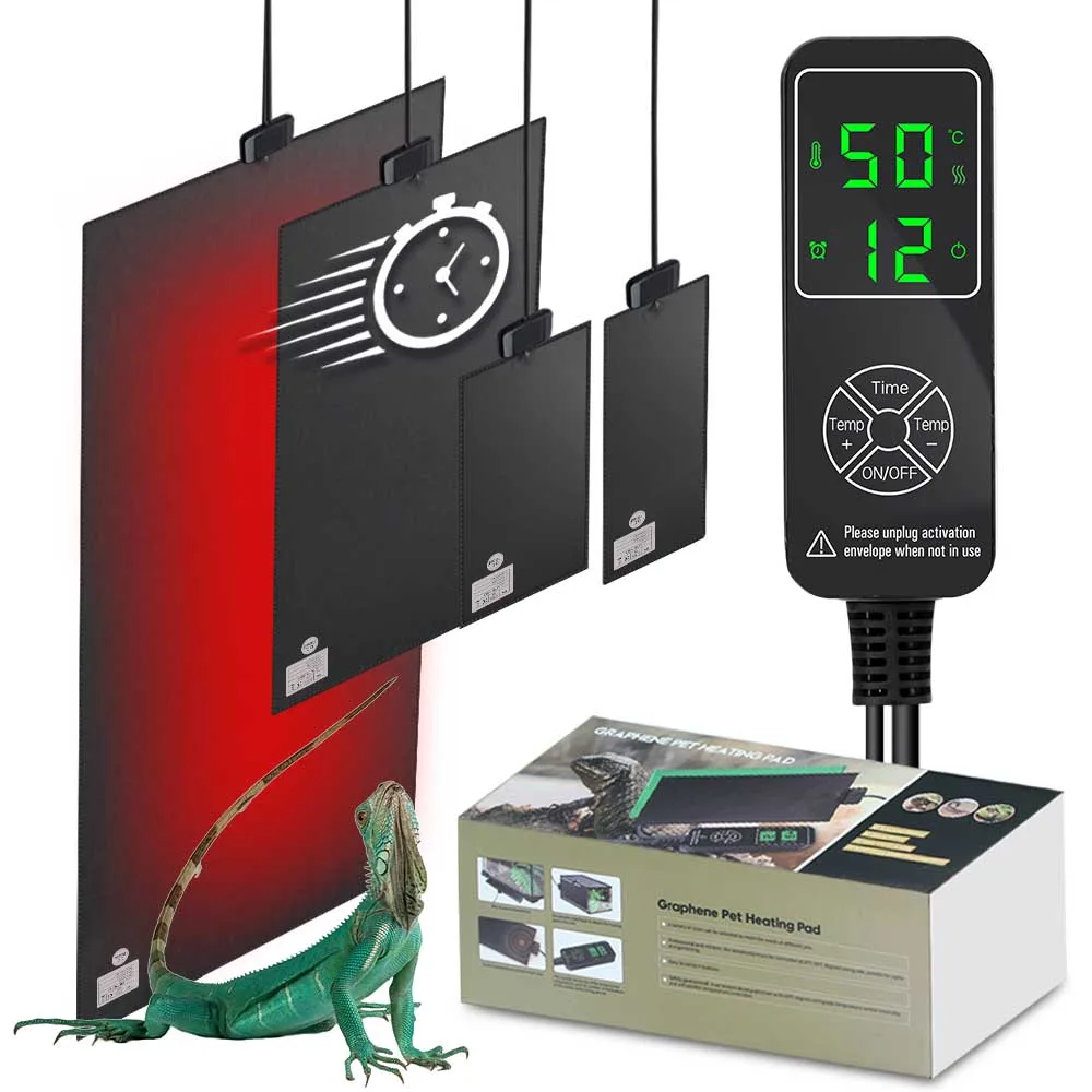 7/16/53/110W Upgraded Plants Heating Pads Adjustable Temperature Controller Reptile Heat Mat Garden Greenhouse Plants Seedling