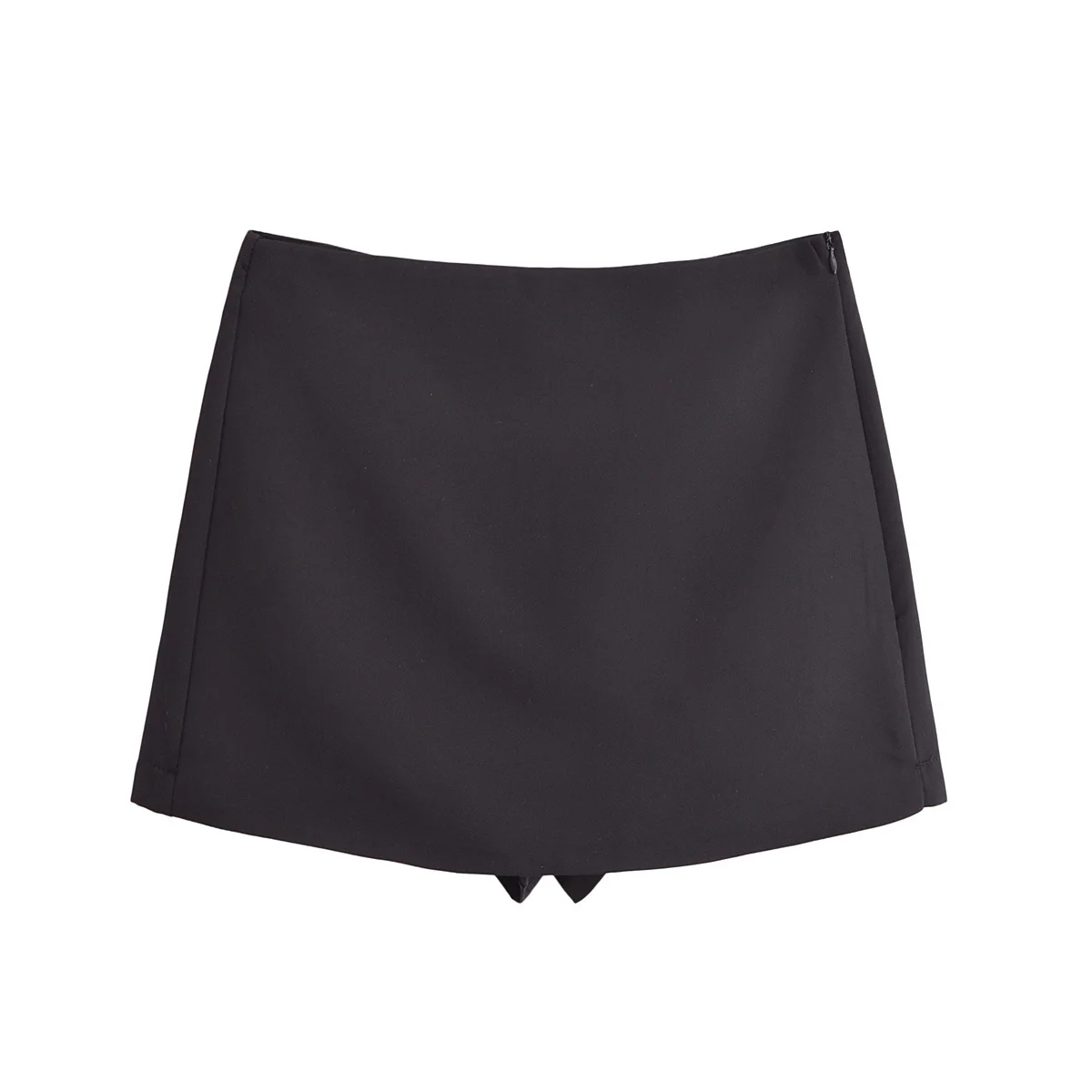 BSAY Shorts für Damen, modisch, Herbst und Winter, neu, bequem, lässig, einfarbig, seitlicher Reißverschluss, mittlere Taille, A-Linie, Culotte-Rock, Hose – Detail 9