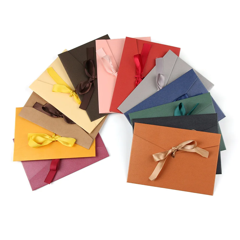 Envelope with Bow Ribbon Creative Greeting Card Bags Pearlescent Paper Envelop Wedding Invited Card Bag Gift 10Pcs kraft paper envelopes,mailing envelopes,mini envelopes,window envelopes,mailing bags,express bag,gift card envelopes