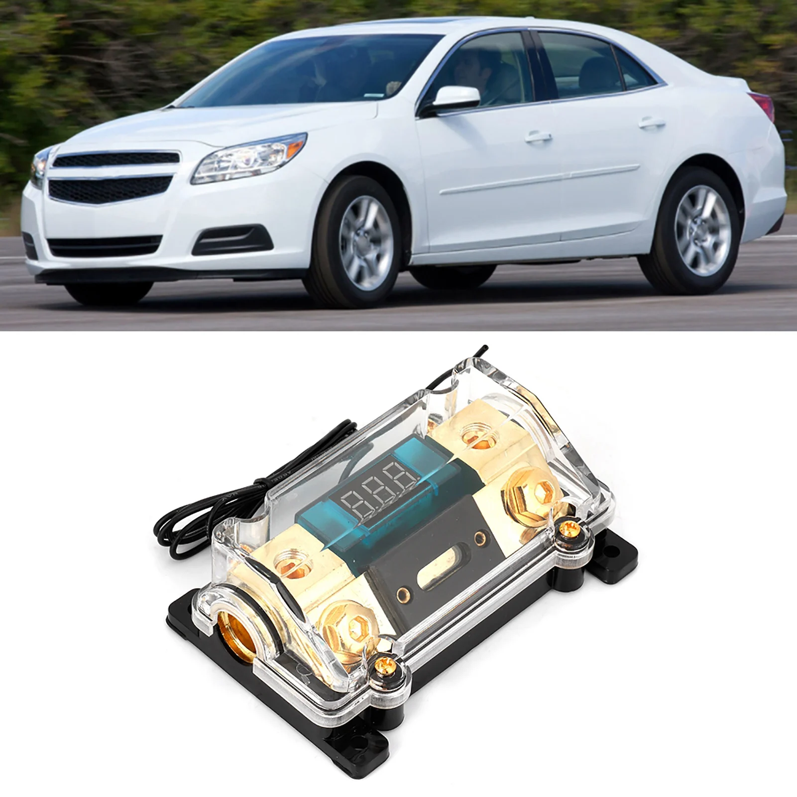 Car Audio Power Fuses Holder Stereo Distribution Block Box Digital Display(250A )