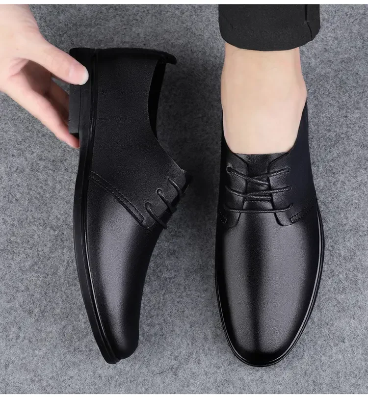 Leather Shoes Men's New Business Dress Soft Leather Casual Breathable Men's Pointy Bridegroom's Wedding Shoes