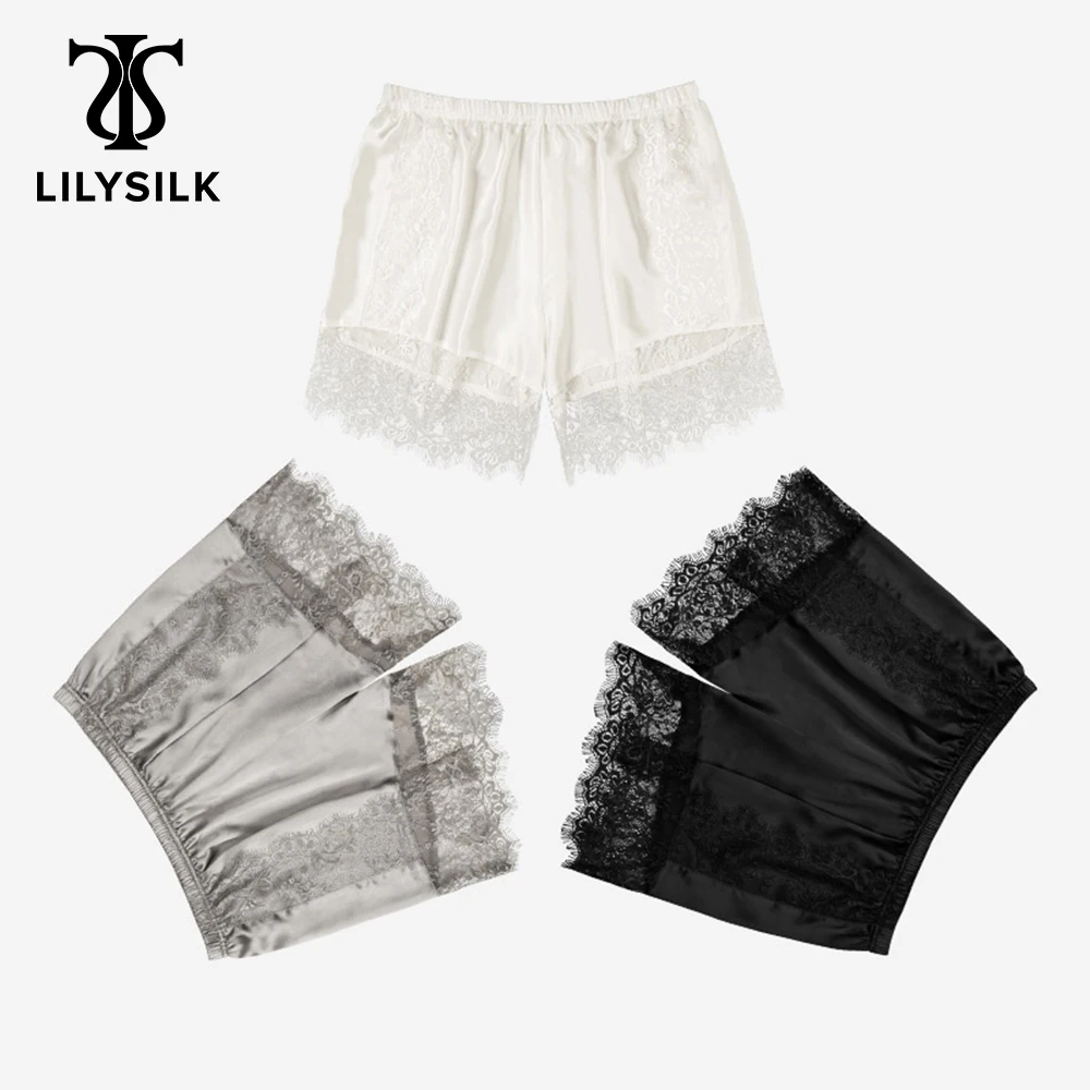 

LILYSILK 3 Pack Silk Tap Panties Set for Women 19 Momme Lacy Soft Comfortable Underwears Middle Waist Bottoms NEW Free Shipping