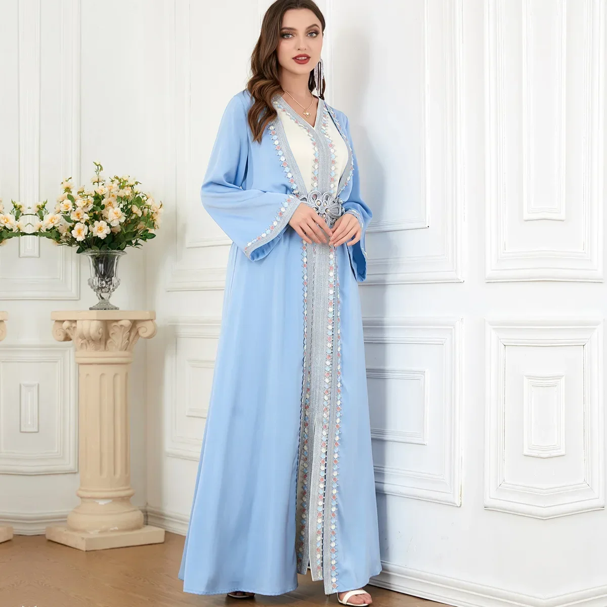 

Muslim Set Slit Long-sleeved Two-piece Dress Muslim Dress Women Abaya Party Dresses Middle East Abaya Women's Arabian Clothing