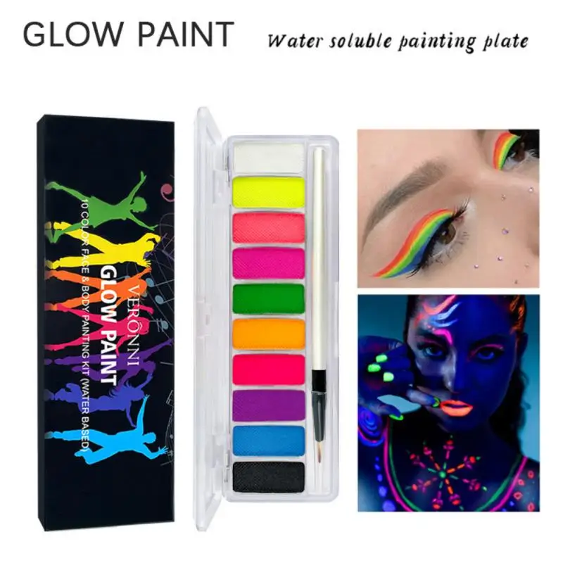 Dropship CC Beauty UV Glow Face Body Paint Palette, 8 Neon Glow In