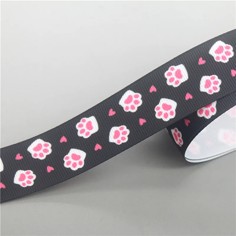 7/8'' 5yards Cat Dog Paw Printed Grosgrain Ribbon Accessories Material Headwear Decoration DIY Sewing Craft ribbon decoration ribbon supplies grosgrain ribbon sewing ribbon