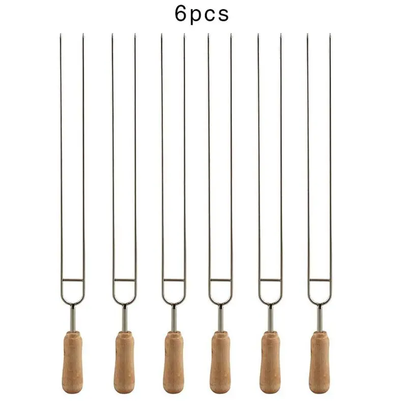 

6pcs Stainless Steel U-Shaped Barbecue Brazing Fork Needle BBQ Grilling Skewers 667A