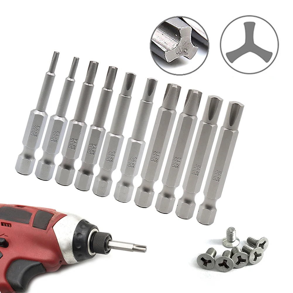 10Pcs 50mm Y Shaped Screwdriver Bits 6.35mm Hex Shank Y Type Bit Y3 Y4