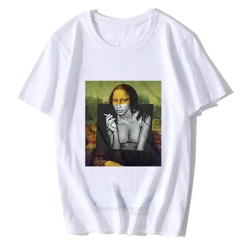

Бэнкси эпохи Возрождения, Мона Лиза, летняя женская и Мужская футболка, забавная футболка, уличная одежда в стиле Харадзюку, жилет