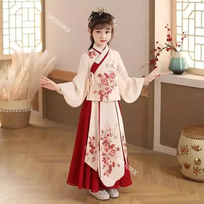 Chinese Japanese and Korean Children's Christmas Dress Girls' Kimono Chinese Traditional Vintage Ethnic Ancient Dance Costume dance dress chinese traditional costumes