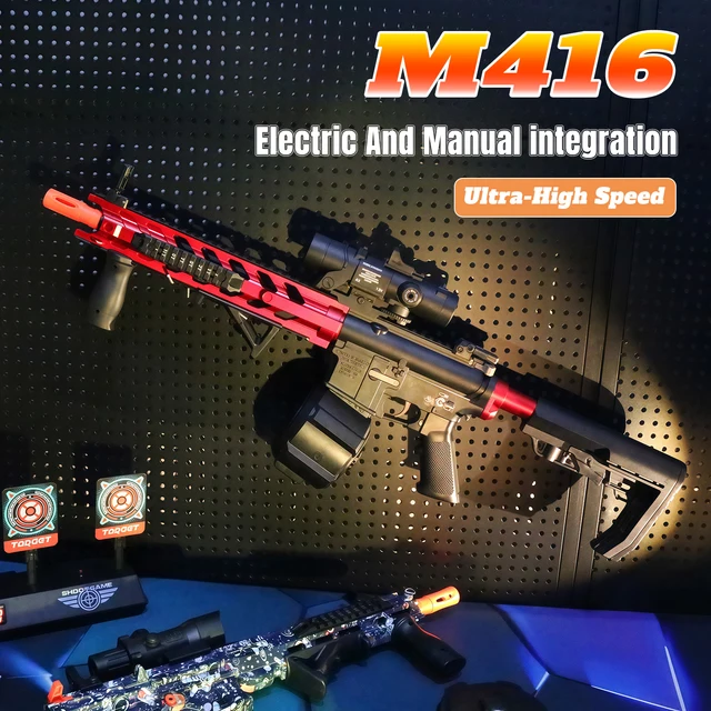 M416 Electric Gel Ball Blaster Toy Gun， Manual/Automatic Mode  , Rechargeable - Suitable for Summer Outdoor Shooting Games 1