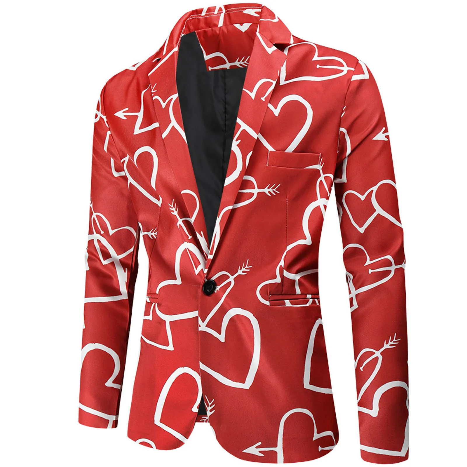 Valentine's Gift Men's Fashion Suit Party Coat Casual Slim Fit Blazer Buttons Suit 3D heart Print Painting Blazers Jacket Men 5