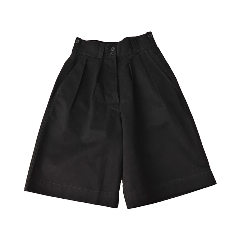 Summer Fashion Shorts for Women High Waist Cotton Casual Black Green White Elastic Waist Wide Leg Short Women's Clothing