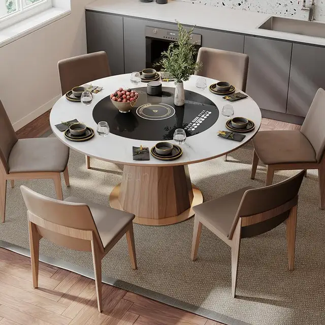 Multifunctional Round Solid Wood Dining Table