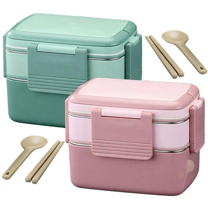 

Stainless Steel Food Box Lunch Box Portable Insulated Lunch Container Set Stackable Microwave Wheat Straw Reusable Dinnerware