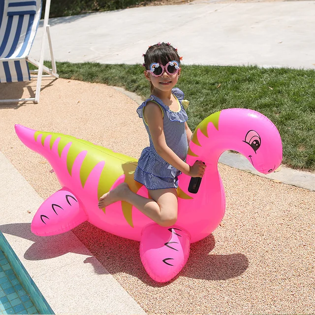 Inflatable Water Park Cartoon Children Pink Dinosaur Playing Water Surfing Toys Ride On Toy Pool Rafts Plesiosaurus Animal 2