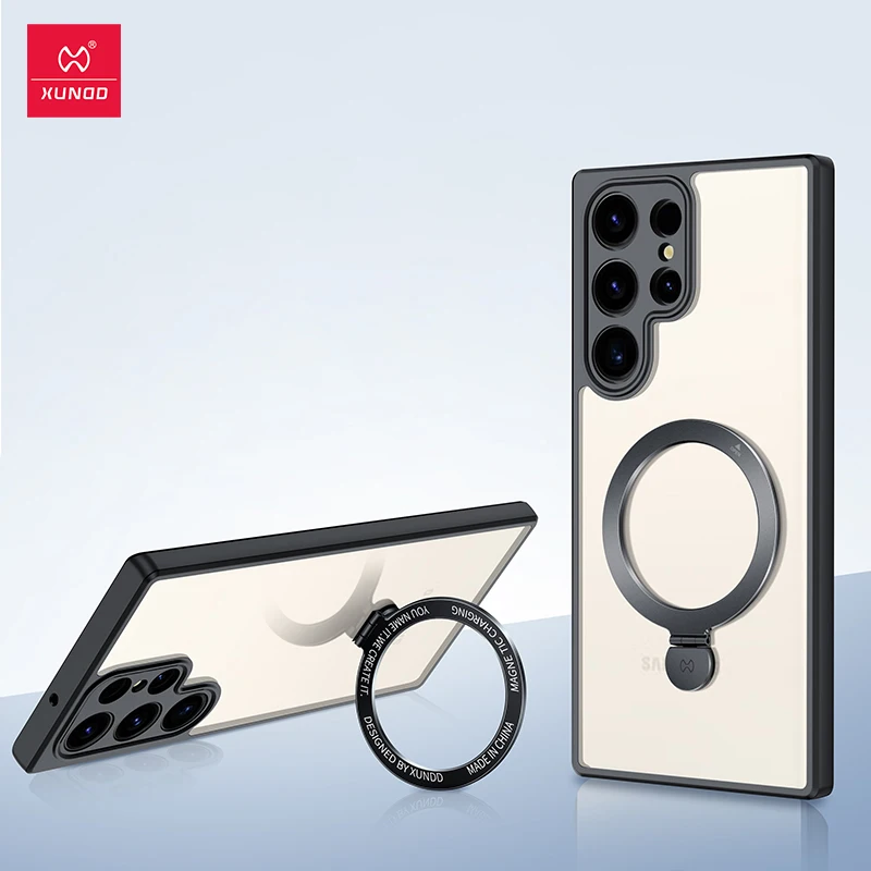 

Чехол для Samsung S24 Ultra Xundd PC + TPU, прозрачная задняя крышка со складным магнитным держателем, чехол для Samsung Galaxy S24 Ultra