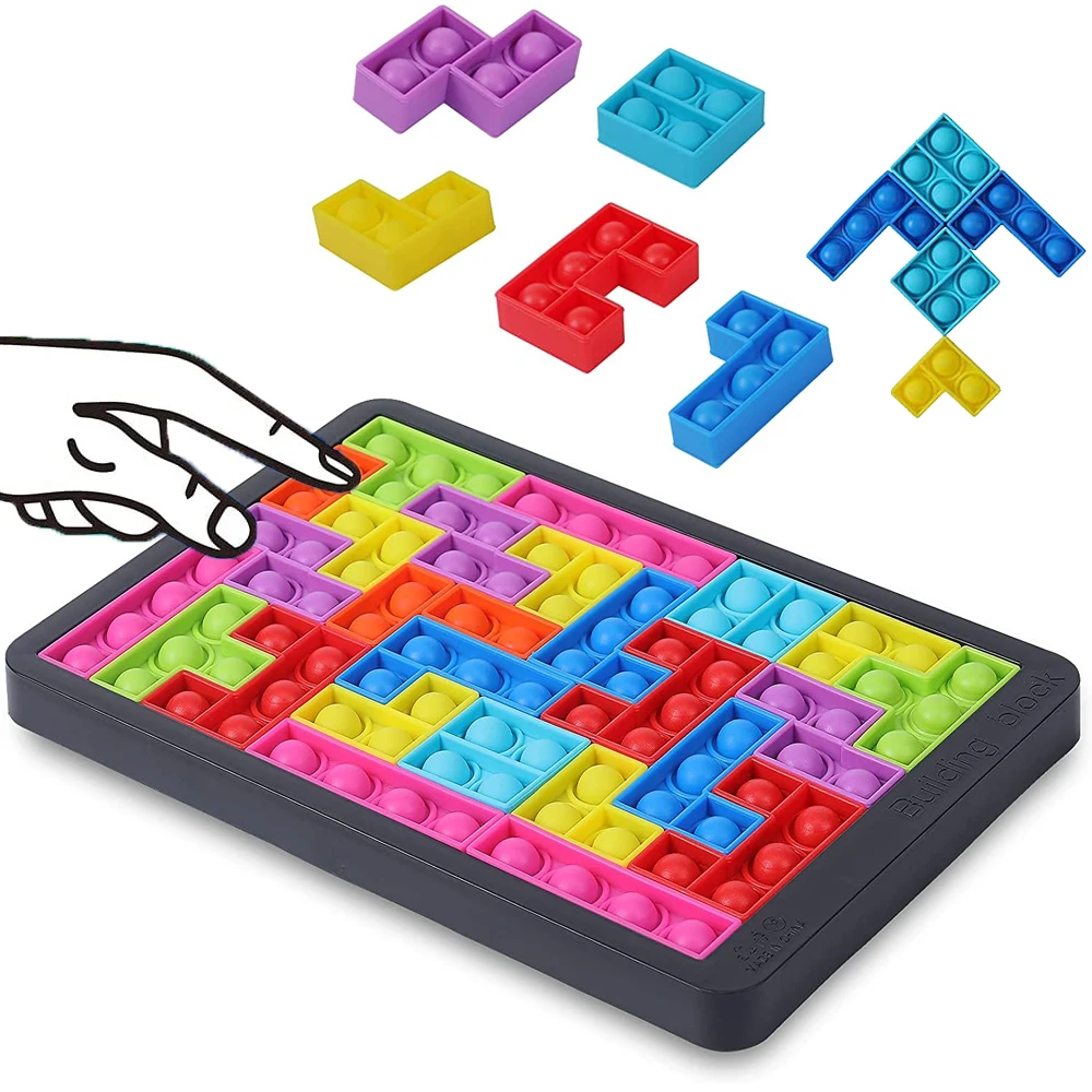 

27pcs Jigsaw Russia Puzzle Block Pop Finger Toys Anti-stres Popet Push Bubble Sensory Toy Puzzle Board Educational Toy To Child