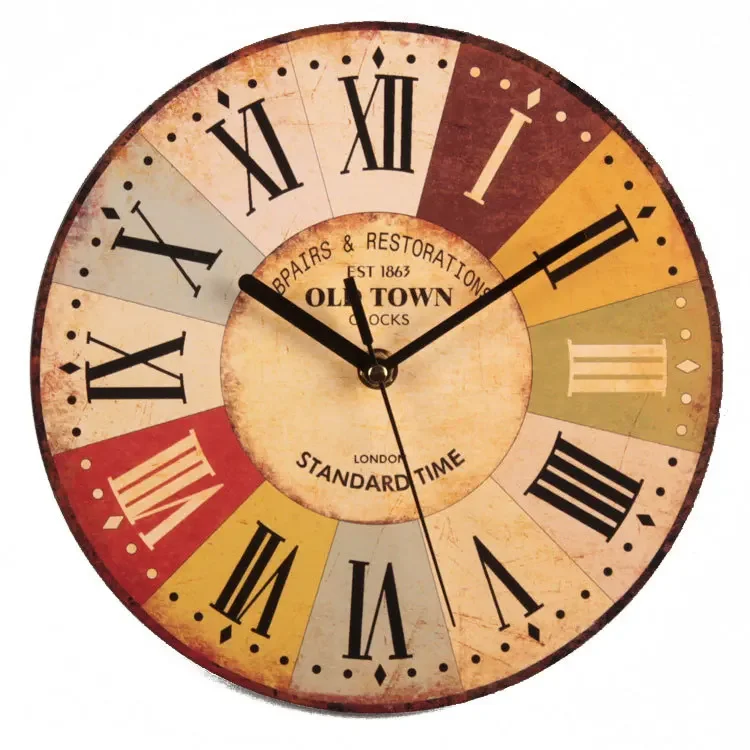 23 Cm Vintage Nordic Style Wooden Wall Clock Color:style5