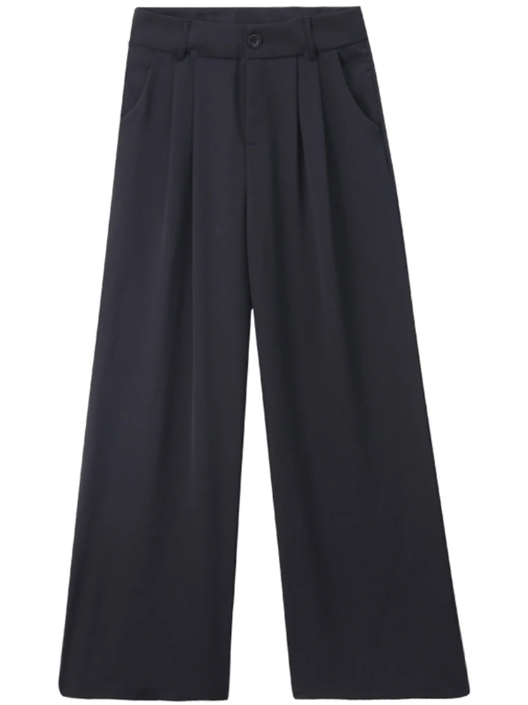 Office Suit Pants Autumn 2024 New High Waisted Slimming Thin Black Wide Leg Casual Pants Loose Pants For Women