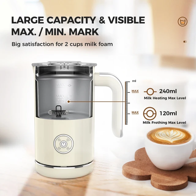Cafelffe 4in1 Montalatte Elettrico Schiuma Schiuma Mixer per Cioccolato Freddo/Hot Latte Cappuccino Riscaldatore Automatico per Schiuma di Latte Scaldino 5