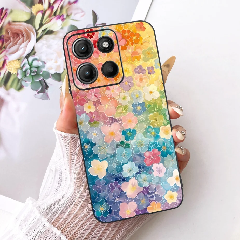 Stylish Flowers Painted Soft TPU Phone Case Cover - Universal Design