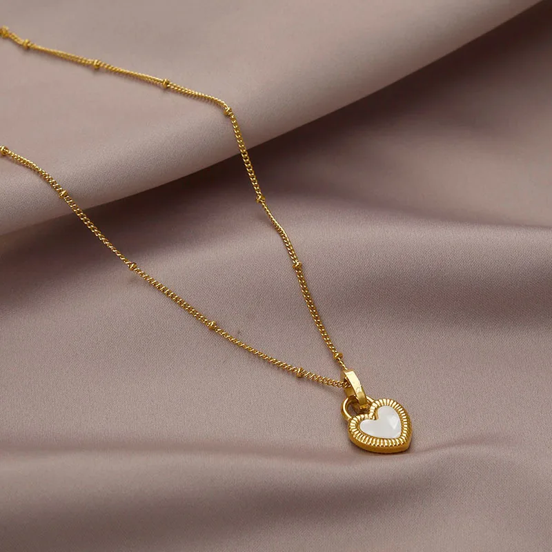 Fashion Jewelry Gold Black Heart Cubic Zircon Pendant