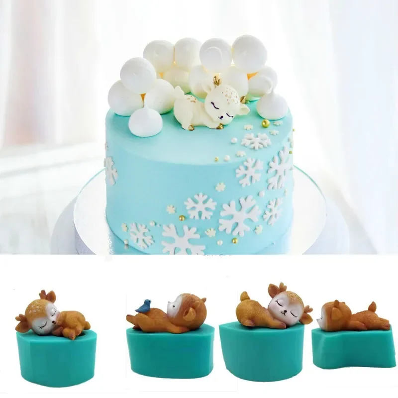 Creative New Sika Deer Shape Silicone Mold Cute Pet Cake Chocolate Resin Mold 3D Deer Cake Decorating Tools Soap Candle Mold