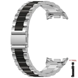 Luxury Stainless Steel Bracelet - Premium Metal Wristband Strap - Watch 8 Classic (Silver Black Tool)