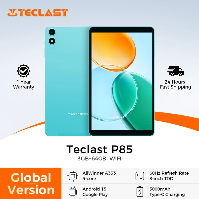 Teclast P85 Android 15 タブレット 8インチ IPS 3+6GB RAM 64GB ROM 