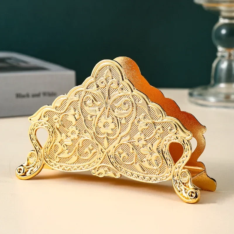 

European-style Gold Napkin Holder Vertical Tissue Holder Household Upscale Hotel Restaurant Coffee Shop Towel Paper Storage Rack