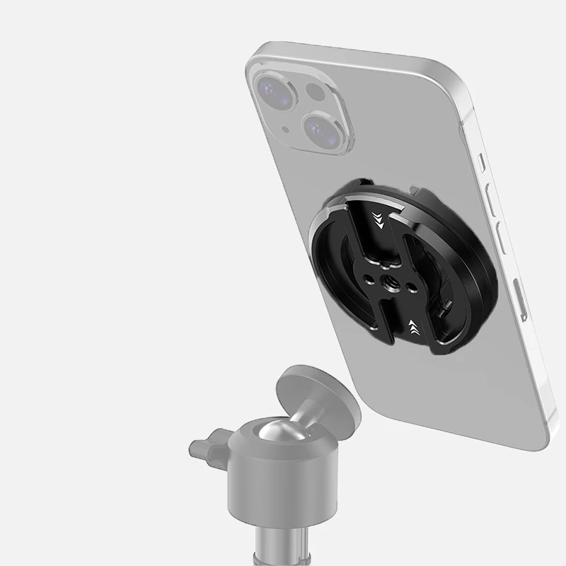 Magnetischer Handyhalter für iPhone 15 14 13 Smartphone Stativ Kugelkopf für Magsafe auf 1/4''-20 Arri Löcher Stativhalterungsadapter – Detail 5