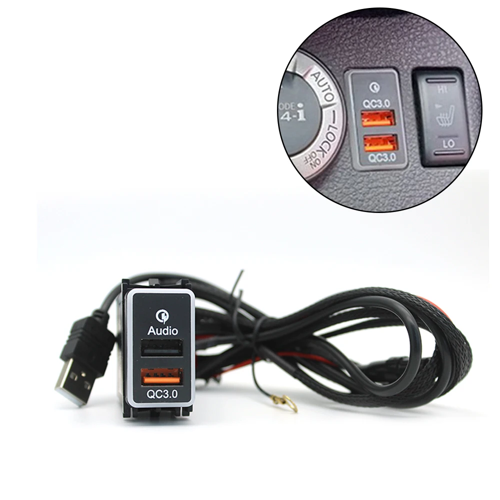Orange Light Car Charger QC3.0 Dual USB Interface Socket For Nissan