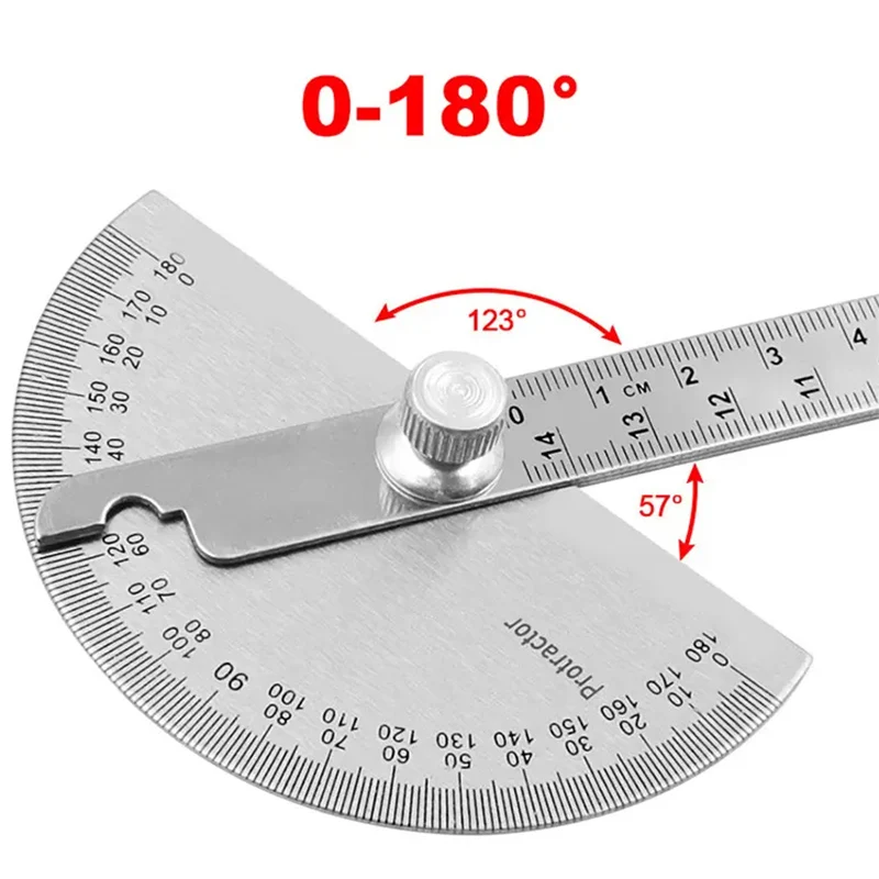 Stainless Steel Woodworking Angle Ruler 180 Degree Measurement Tool
