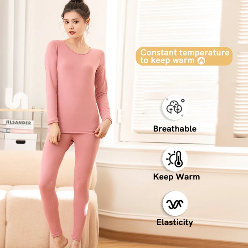 Women Long Johns Thermal Underwear Set Ultra-Soft Base Layer Pajama Set Cold Weather Winter Warm Top & Bottom Thermos