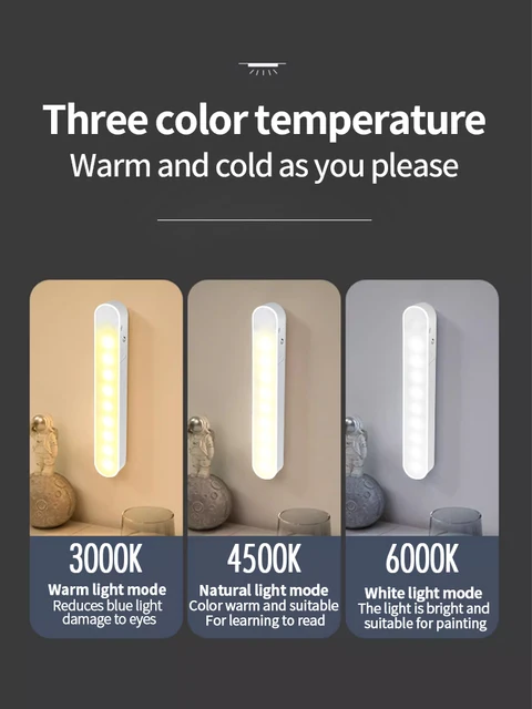 Nachtlampje lampe LED pour armoire avec télécommande, 3 couleurs de réglage de luminosité, veilleuse avec chargeur USB, lampe magnétique pour armoire à côté du lit, armoire 2
