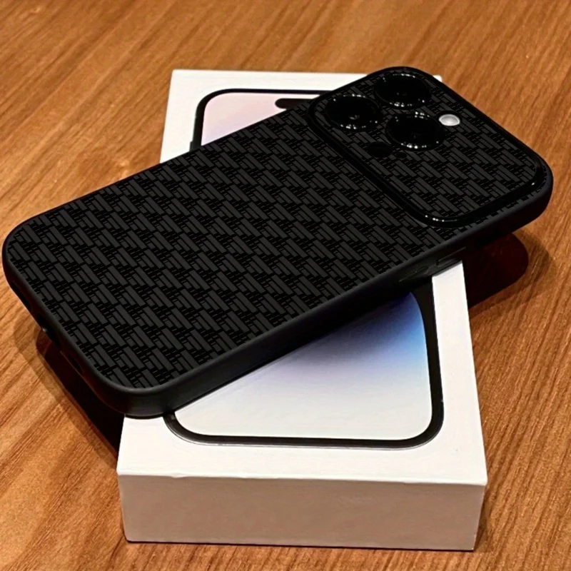 Elegant Black Grid Silicone Pattern Phone Case - Soft and Stylish Cover